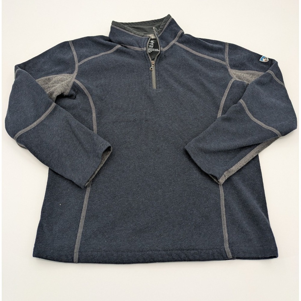 Kuhl Sweater Boys Medium Blue Kashmira Jacket 1/4 Zip Pullover Hiking Raglan